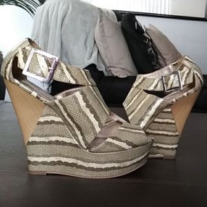 Faux Snake Skin Wedged Heels